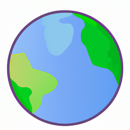 A globe with a blue and green gradient, representing water and land.