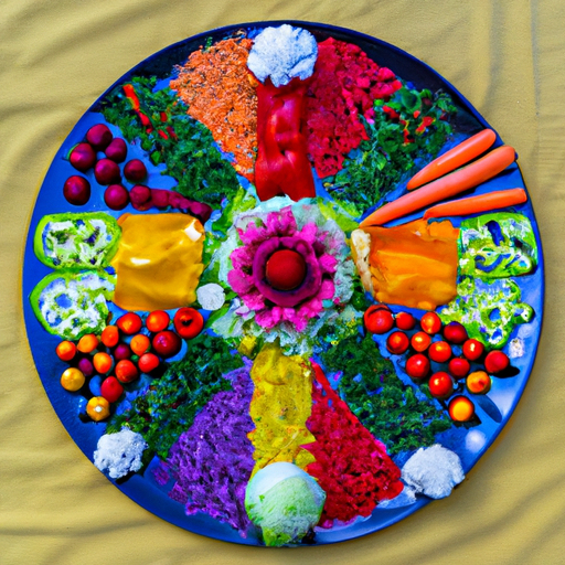 Suggestion: A plate with a variety of colorful vegetables arranged in an abstract pattern.