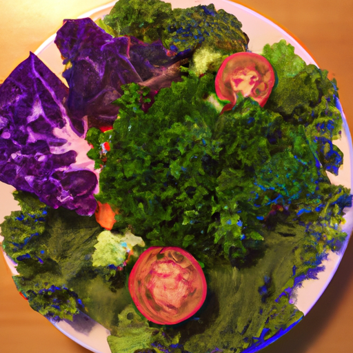 A plate of colorful, leafy vegetables.