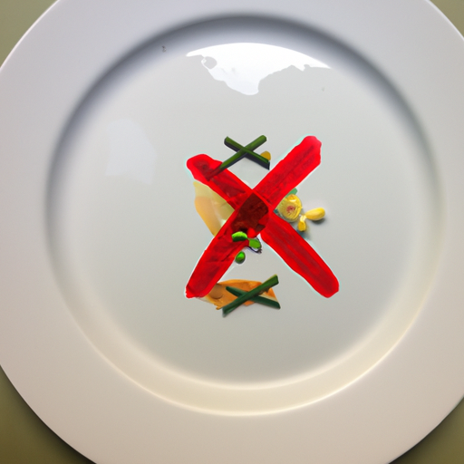 A plate of food with a red X over it.