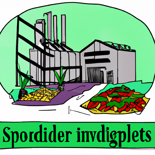 Suggestion: A visual representation of a food production facility with stacks of produce or machinery in the background.
